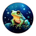thumbnail image 1 of Frog Cute Set of 6 Round Coasters, Microfiber Leather Drink Coasters - 11x11 cm / 4.3x4.3 in, 1 of 6