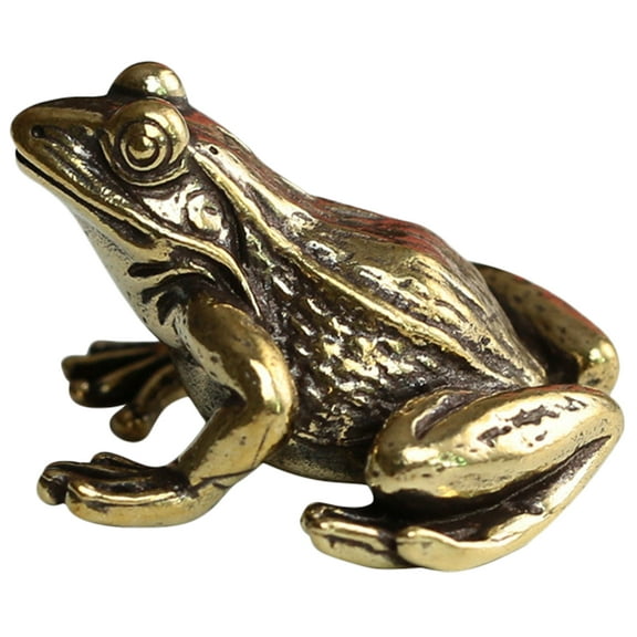 Frog Decorative Ornament Mini Figurine Mini Vintage Tabletop Decor Brass Frog Statue Decor