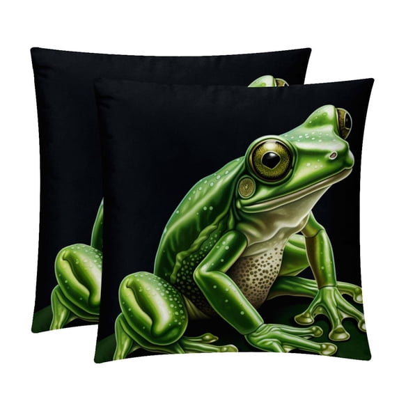 Frog Decorative Pillows Covers Set of 2 - Unique Patterns, 16x16, 18x18, 20x20 Inches - Throw Pillow Covers for Home Decor, Bedroom, Living Room for Various Occasions