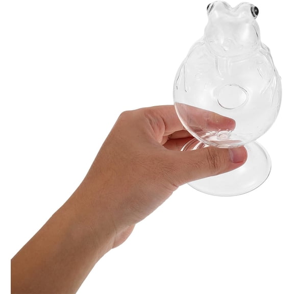 Frog Design Cocktail Glass, Cute Crystal Whiskey Tumbler for Fun Drinking, Novelty Glassware for Home Bar Entertaining Party, Set of 2, 11 oz Capacity