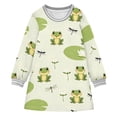 thumbnail image 1 of Frog Dragonfly Lotus Flower Girls'long-sleeved dress Thickened A-dress Warm Dress Basic Shirt Party Dresses, 1 of 2