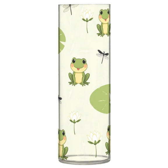 Frog Dragonfly Lotus Flower Vase Flower Vase Clear Unbreakable Plastic Tall Decorative 11.8in