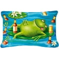 thumbnail image 1 of Frog Drinking Beer Fabric Decorative Pillow, 1 of 1