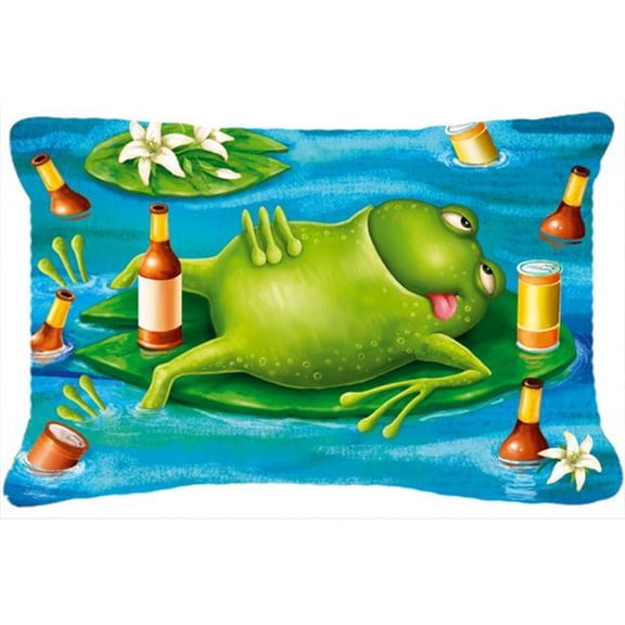 Frog Drinking Beer Fabric Decorative Pillow