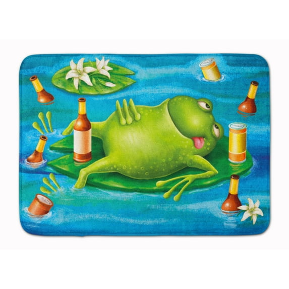 Frog Drinking Beer Machine Washable Memory Foam Mat