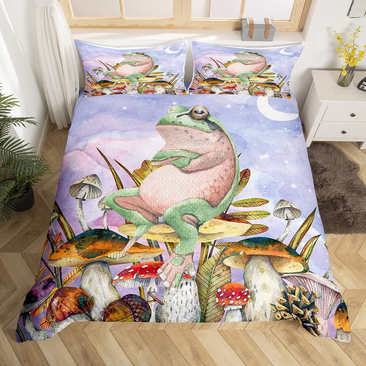 Frog Duvet Cover Set Cartoon Frog Bedding Set Full Size King Size Cute ...