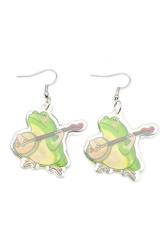 Frog Ear Charm Acrylic Balloon Print Earrings Frog Earrings Earrings Ear Dangles Acrylic for Daily