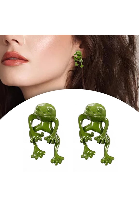 Frog Earring Stud Drop Earrings Alloy, Animal ,Gifts ,Trend Jewelry ,Dangle Earrings for Mother's Day Party Ladies Men Women Green