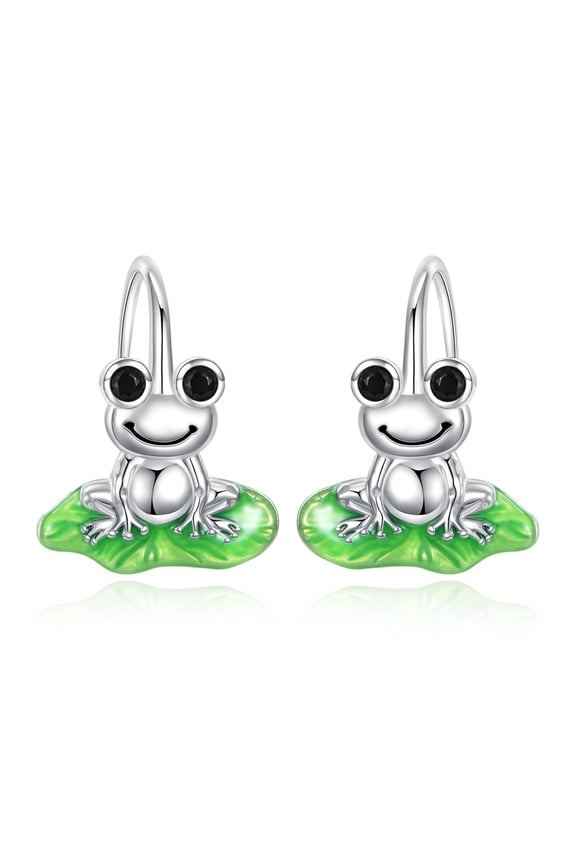 Frog Earrings 925 Sterling Silver Frog Leverback Earrings Animal Jewelry Gifts for Women