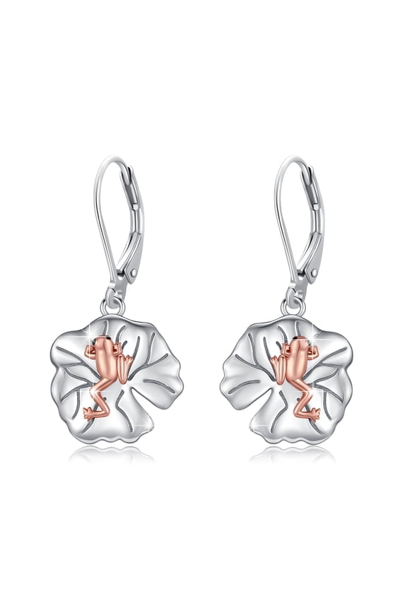 Frog Earrings 925 Sterling Silver Lotus Leaf Earrings Frog Jewelry Gifts for Women Birthday Christmas