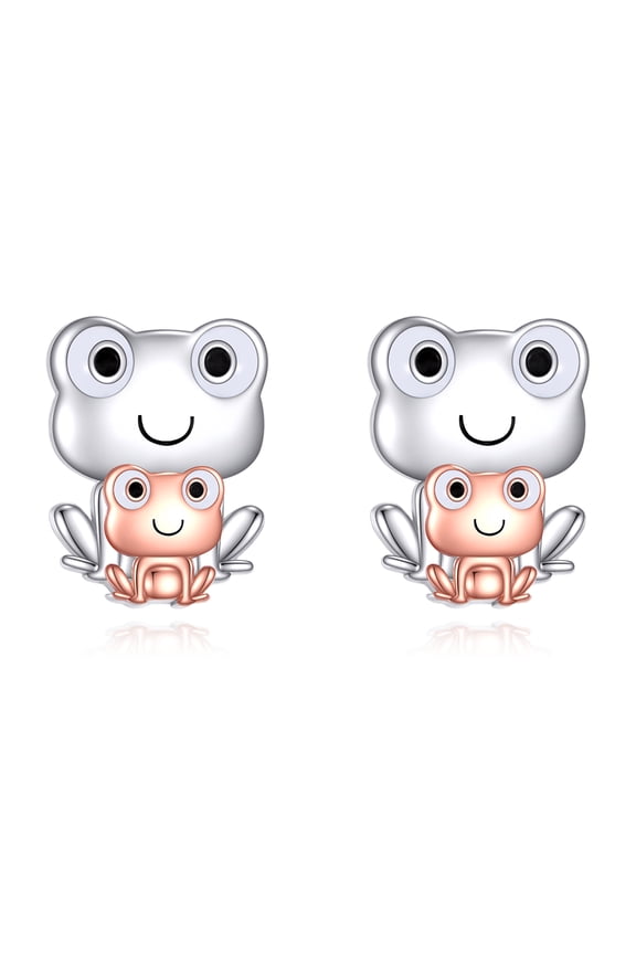 Frog Earrings Sterling Silver Frog Stud Earrings Cute Animal Jewelry Gifts for Women Mom