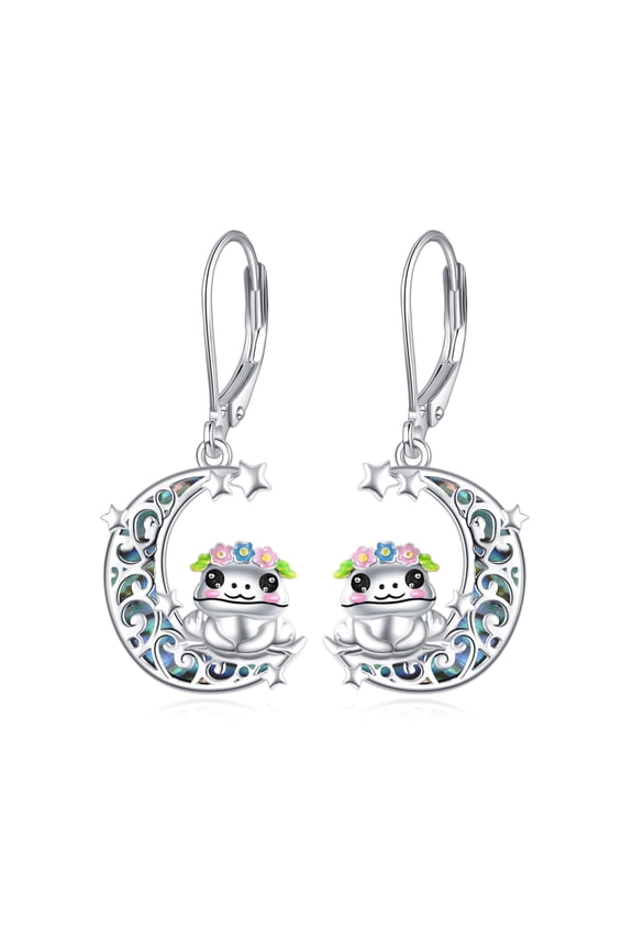 Frog Earrings for Women 925 Sterling Silver Cute Frog Dangle Earrings Animal Jewelry Gifts for Women Frog Lover