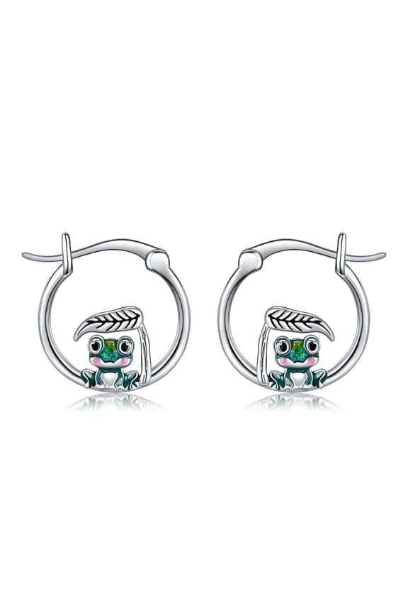 Frog Earrings for Women 925 Sterling Sliver Frog Earrings Hoop Animal Frog Jewelry Gifts for Women Lover
