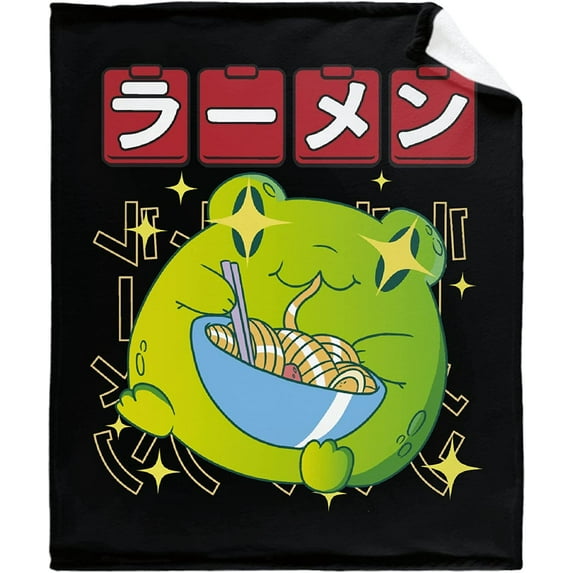 Frog Eat Ramen Blanket Super Soft Flannel Blankets for Bed Sofa Living Room Bed Throw for Boy Girls Kids Children Multicolor 30"x40" for pet