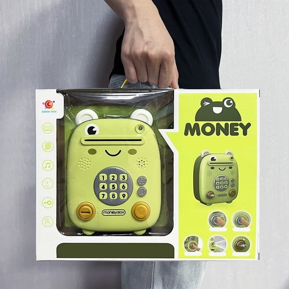 Frog Electronic Piggy Bank With Key Unlock Simulated Fingerprint And Face Recognition Music