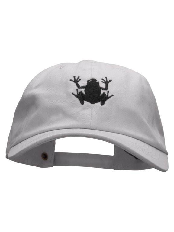 Frog Embroidered Unstructured Cotton Twill Washed Cap - Grey OSFM