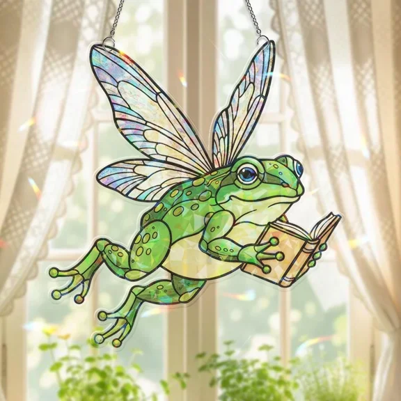 Frog Fairy Acrylic Suncatcher Window Hanging Hologram Rainbow Decor
