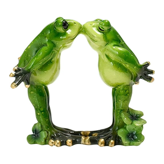 Frog Figurine Creative Frog Resin Statues for Home Office Decorations(2.95"×5.12",Kiss Frog)