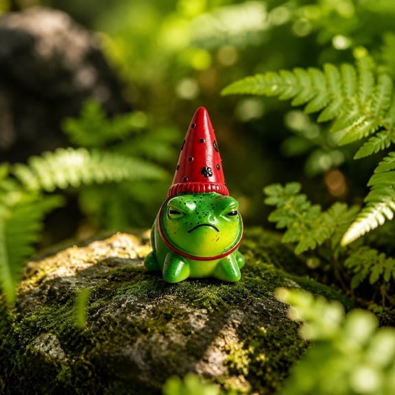 Frog Figurine,Cute Frog Resin Figurine With Party Hat,Mini Cartoon Frog Statue For Garden Yard Patio Desk,Whimsical Animal Decor Gift