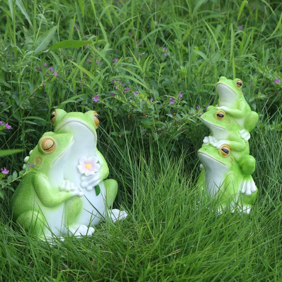 Frog Figurine Resin Sculpture for Tabletop Decoration Gift for Office Or Home, 3 Frogs