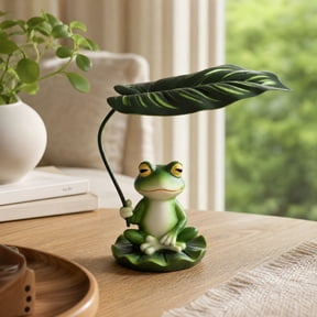 Frog Figurine, Tabletop Statue, Resin Whimsical Decorative Character, for Shelf, Desk, Cabinet and Everyday Room Display