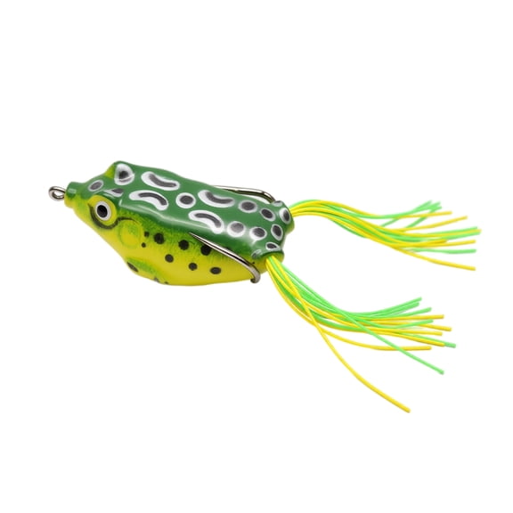 Frog Fishing Lure with Realistic Green Body & Black Speckles, Flowing Skirt Tail and Triple Hook Setup for Bass and Snakehead in Weeds, Lily Pads, Heavy Cover