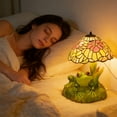 thumbnail image 1 of Frog & Flower Table Lamp, Creative Bedside Lamp With Stained Glass - Style Shade, Decorative Accent For Home Desktop, Bedroom Nightstand, Living Room Shelf, 1 of 5