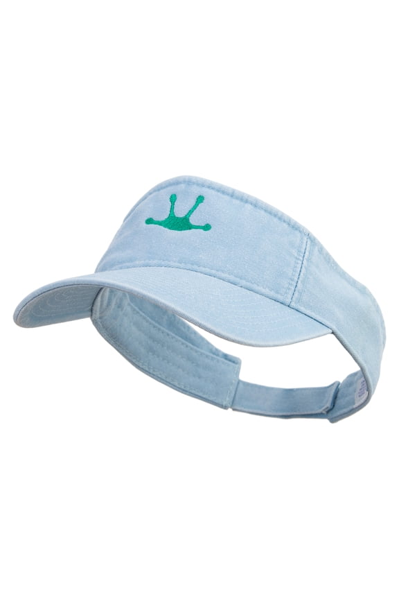 Frog Footprints Embroidered Washed Pigment Dyed Cotton Twill Visor - Lt Blue OSFM