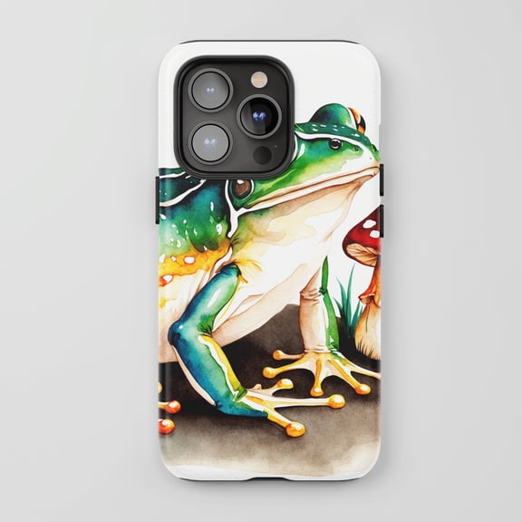Frog For All iPhone Series Protective Phone Case Watercolor Nature Green Multicolored