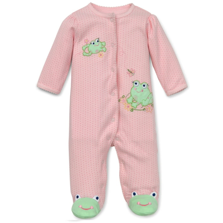 Adorable Baby Girls' Cotton Footed Sleep and Play Set