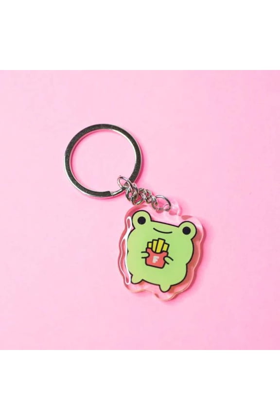 Frog Fries Acrylic Keychain Cute Pet Accessory