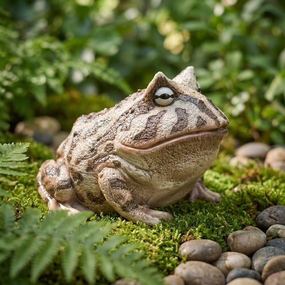 Frog Garden Decor, Resin Frog Statue, Frog Figurine, Textured Frog Statue, 4X3.5X3 Inch Small Gray Horned Toad Ornament for Outdoor Lawn Patio Pond, 1Pc Waterproof Amphibian