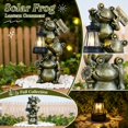 thumbnail image 1 of Frog Garden Decor, Whimsical Outdoor Decor, Solar Lantern Outdoor Waterproof, Yard Statues Outdoor and Garden, 8 Inch Cute Stacked Frogs Figurine with Welcome Sign and Flower,, 1 of 6