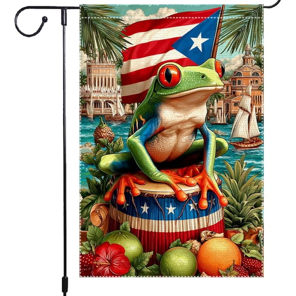 Frog Garden Flag 12x18 Inch Double Sided Outdoor Yard Banner for Home Holiday Seasonal Decoration