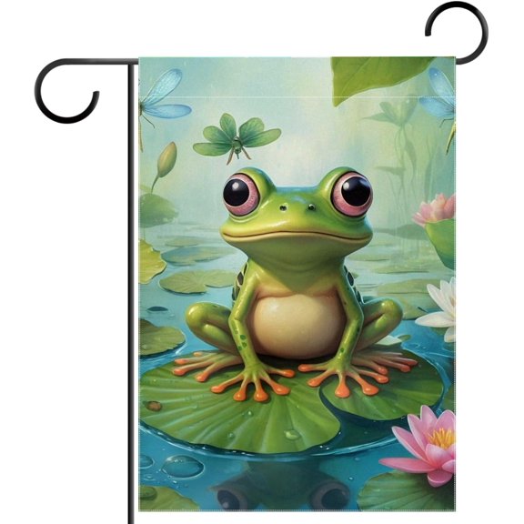 Frog Garden Flag 12x18 Inch Double Sided Outdoor Yard Porch Lawn Seasonal Autumn Winter Holiday Decoration