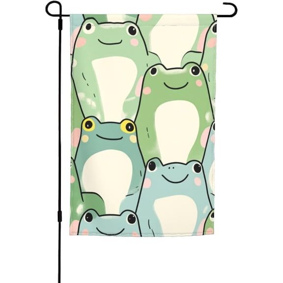 Frog Garden Flags 12x18 In Double Sided Garden Flags for Outside Decoration Spring Summer Garden Flag Holiday Yard Flags for Outdoor Porch Patio Farmhouse Lawn