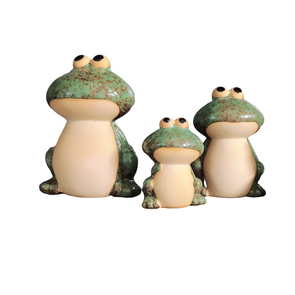 Frog Garden Ornaments Ceramic Farming Frog Ornaments for Garden Decor, Sitting Frog Statues for Outdoor Indoor Use, Water Feature Accents for Pond, Pool, Backyard, Patio, Front Porch