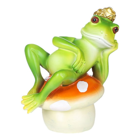 Frog Garden Statue Cute Frog Figurine Decor - Frog Garden Decor Funny Frog Figurines Sculpture with Mushroom Animal Statue Collectible Figurines for Home Decor Office Shelves Desk Table