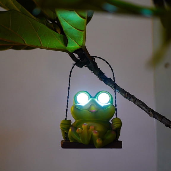 Frog Garden Statue Solar Light Outdoor Decor Frog Figurine for Outdoor Indoor Home Lawn Yard Balcony Porch Patio for Women Mom Grandma，Hanging Basket Frogs