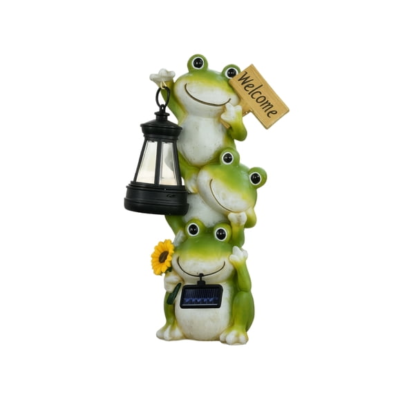 Frog Garden Statue, Solar Powered Decorative with Hanging Lantern Welcome Sign Sunflower, 1 Piece Resin Outdoor Patio Lawn Porch Yard Ornament, Ideal for Home Courtyard Landscape Festive Decoration