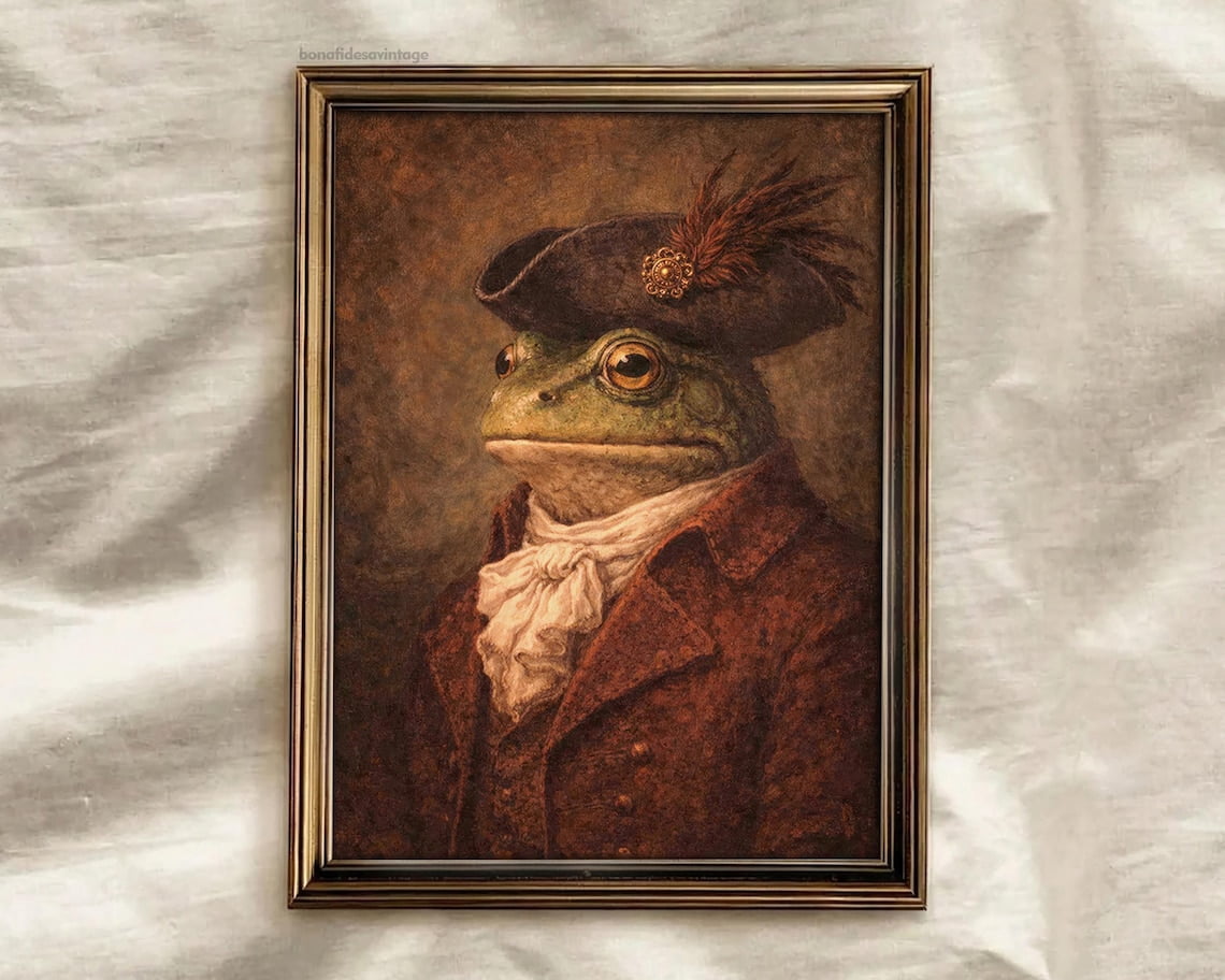Frog Protrait Frog Gentleman Portrait Wall Art Print, Whimsical Victorian Regency ...