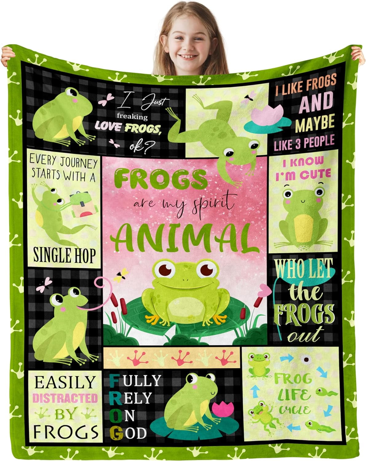 Frog Gifts, Frog Gifts for Women/Men, Frog Gift Blanket 40"x50", Frog Themed Gifts, Frogs Gifts, Frog Gifts for Frog Lovers, Frog Gifts for Girls/Boys, Frogs Gifts for Women Throw Blankets