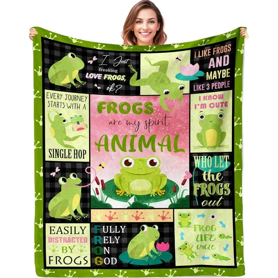 Frog Gifts, Frog Gifts For Women/Men Throw Blanket 50"x60", Frog Gift, Frog Themed Gifts, Frog Gifts For Frog Lover, Frog Stuff, Cute Frog Gifts, Frogs Gifts, Frog Gifts For Girls/Boys Blankets