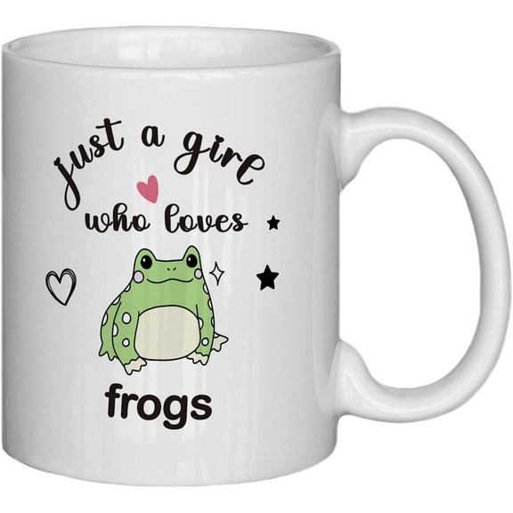 Frog Gifts,Frog Mug Cup,White Mug,Just A Girl Who Loves Frogs Coffee Mug,Frog Ceramic Mug-11Oz Coffee Milk Mug Cup,Frogs Lover Gifts,Frog Stuff