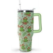 Frog Gifts for Women,40 oz Frog Tumbler with Handle Lid and Straw,Cute Green Kawaii Frog Mushroom Stuff/Decor/Accessories/Things