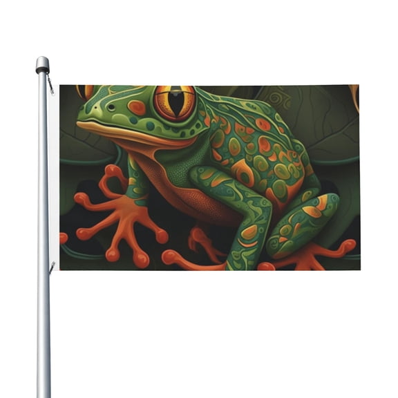 Frog Green Flag 3X5 Ft Garden Yard House Flags Banner Sign Outdoor Indoor Party Home Garden Decoration