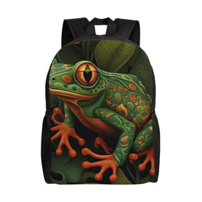 Frog Green Laptop Backpack, Padded 15.6 Inch Computer Compartment, Casual Travel Work Daypack