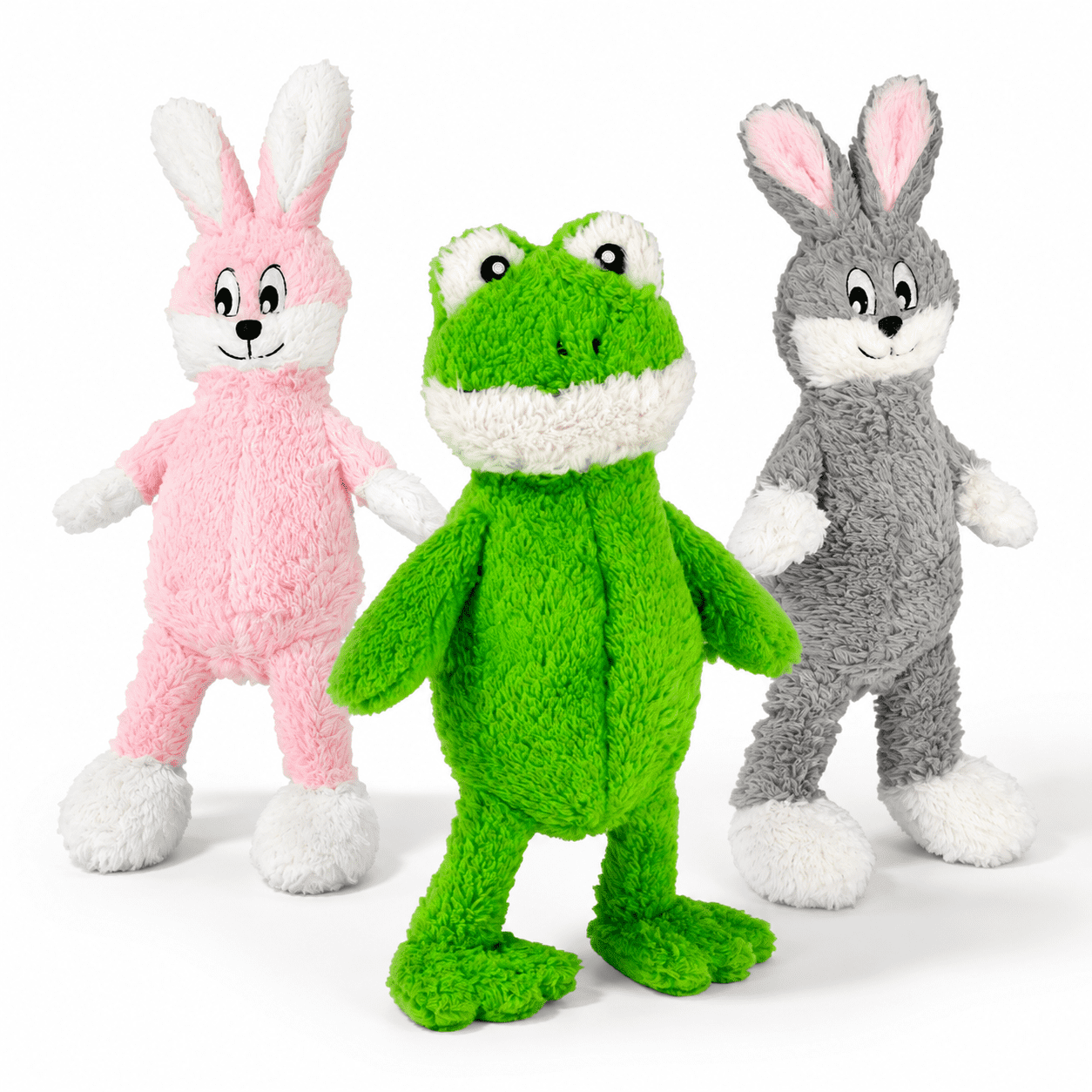 Frog Grey Pink Rabbit Flat No Stuffing Squeak Plush Dog For Small ...