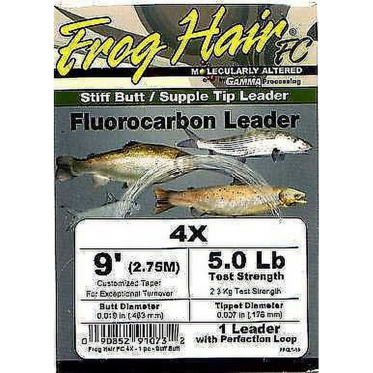 Frog Hair 4x 9' Fluorocarbon Tapered Leader - Fly Fishing