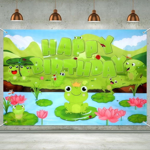 Frog Happy Birthday Backdrop Background Banner